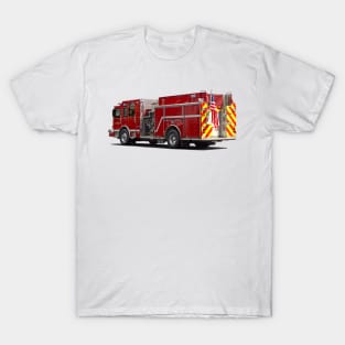 Back of Fire Engine With American Flag T-Shirt